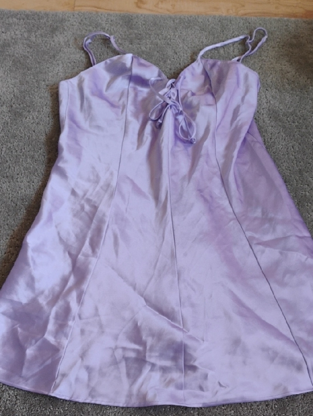 Frederick's of Hollywood Lavender Satin Chemise Babydoll - Picture 2 of 7
